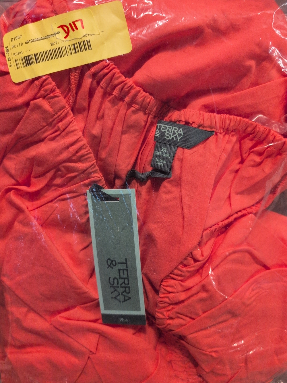 Terra and Sky Women's Plus Mini Cinched Waist Dress Size 3X (24W-26W) NWT Coral
